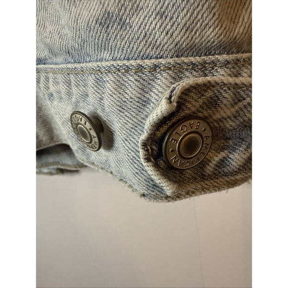 American Eagle AE Denim Jean Jacket Womens Size XS Cropped Distressed Y2K Grunge - Picture 11 of 11